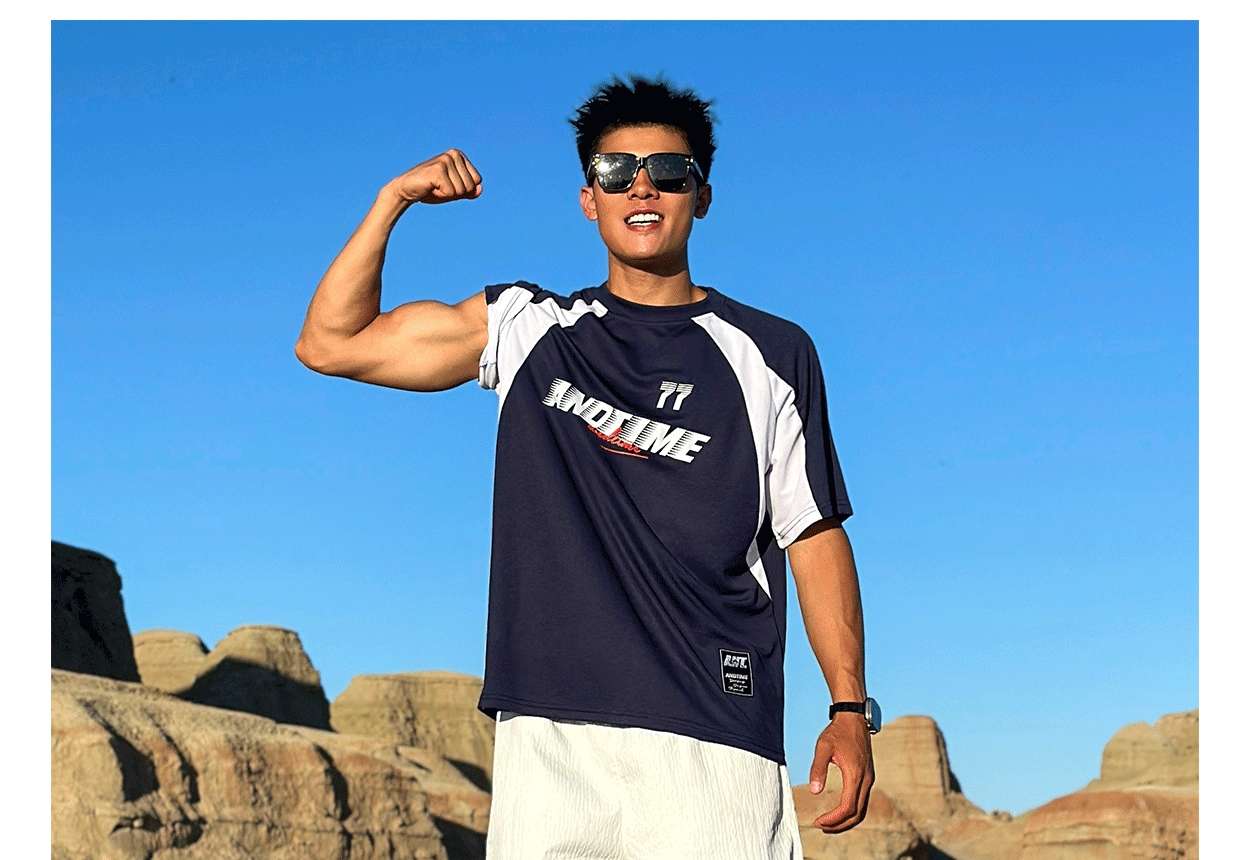 スポーツTシャツ 運動風ラグラン袖配色スポーツ半袖シャツ