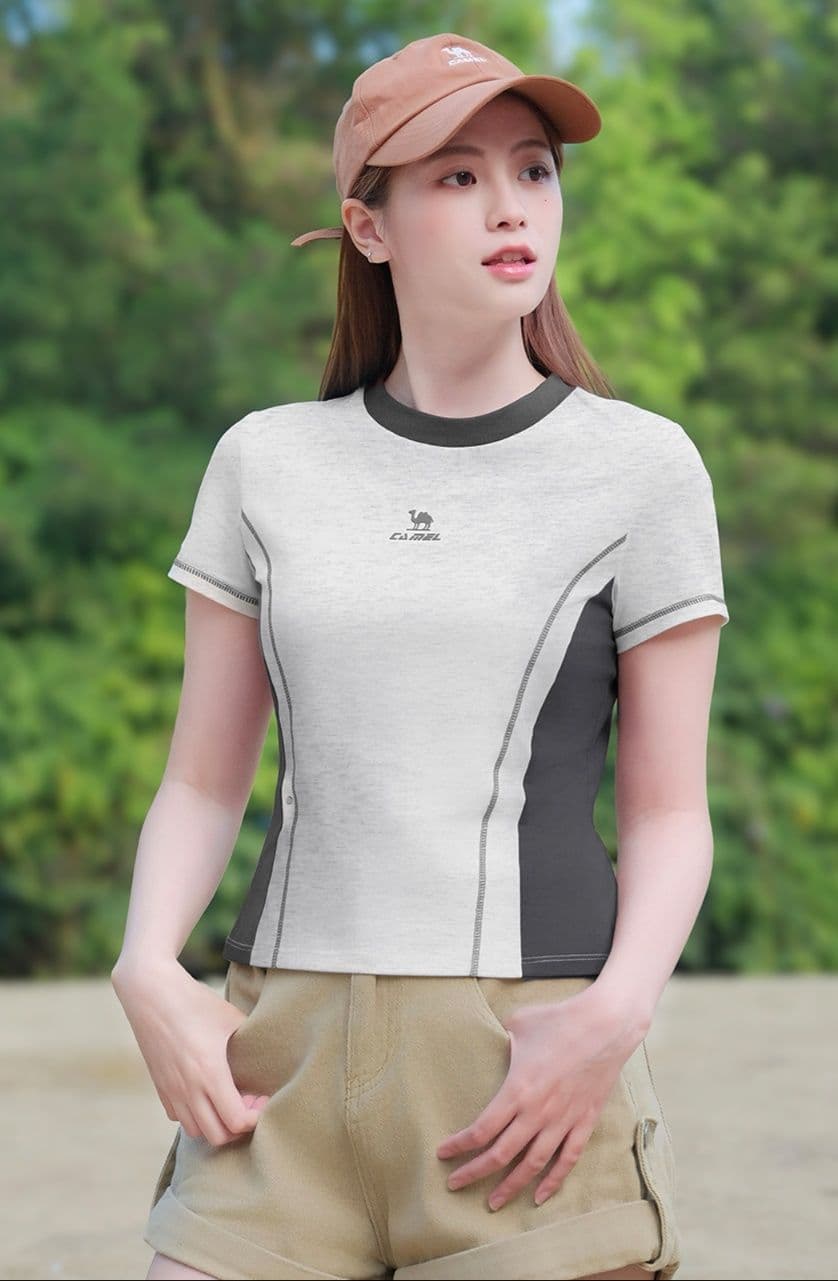 スポーツTシャツ レディース涼感切替デザイン半袖スポーツ着