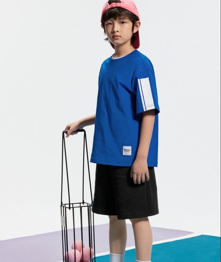 子供用運動着 袖ライン入り半袖スポーツTシャツ