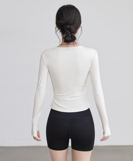 スポーツTシャツ ヨガウェア 長袖 速乾ストレッチトップス　ランニング