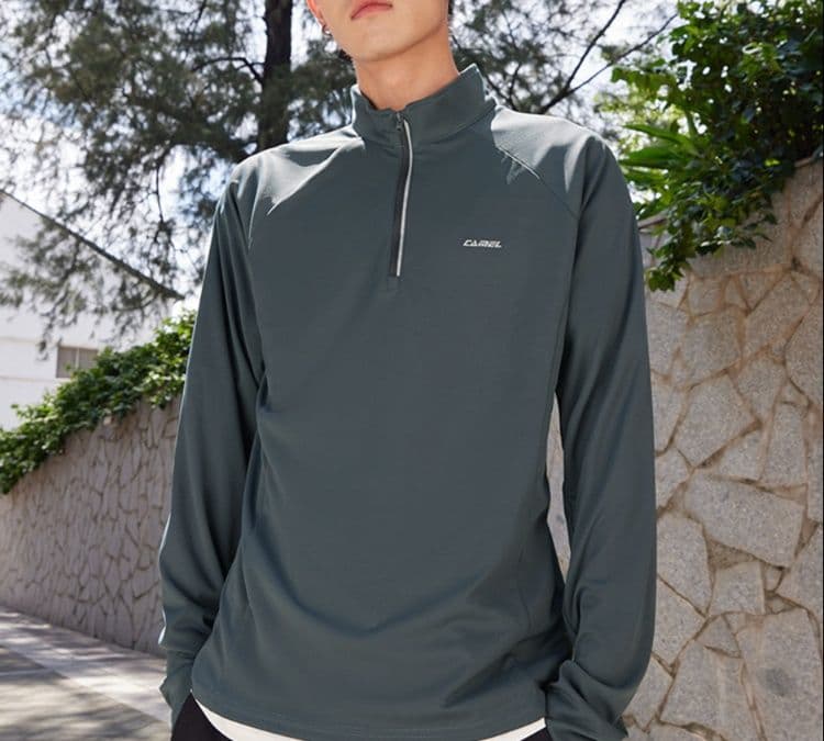 スポーツTシャツ ランニング 快適ランナー ハーフジップ長袖