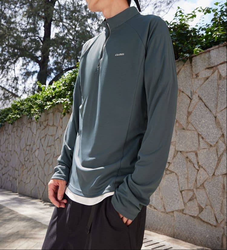 スポーツTシャツ ランニング 快適ランナー ハーフジップ長袖