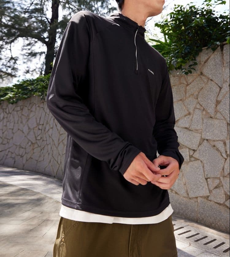 スポーツTシャツ ランニング 快適ランナー ハーフジップ長袖