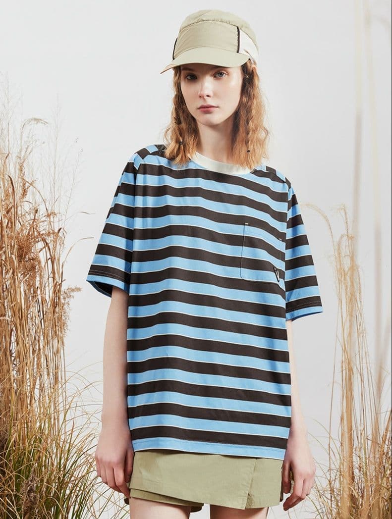 スポーツTシャツ 登山 ハイキング快適ボーダー半袖シャツ