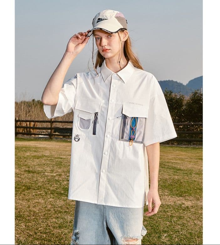 スポーツTシャツ 登山 マルチポケット機能性トレッキングシャツ