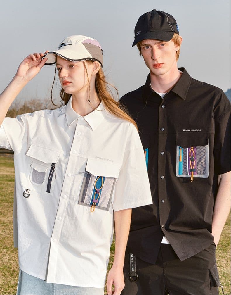 スポーツTシャツ 登山 マルチポケット機能性トレッキングシャツ