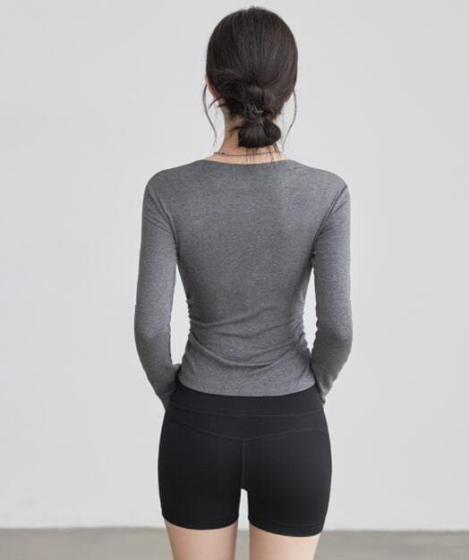 スポーツTシャツ ヨガウェア 長袖 速乾ストレッチトップス　ランニング