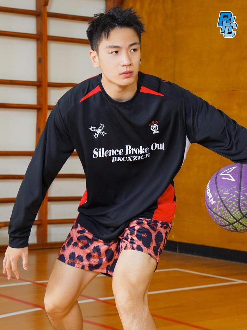 スポーツTシャツ バスケ 静寂を破る勝利の長袖バスケシャツ