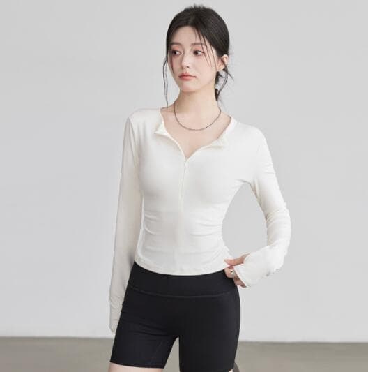 スポーツTシャツ ヨガウェア 長袖 速乾ストレッチトップス　ランニング