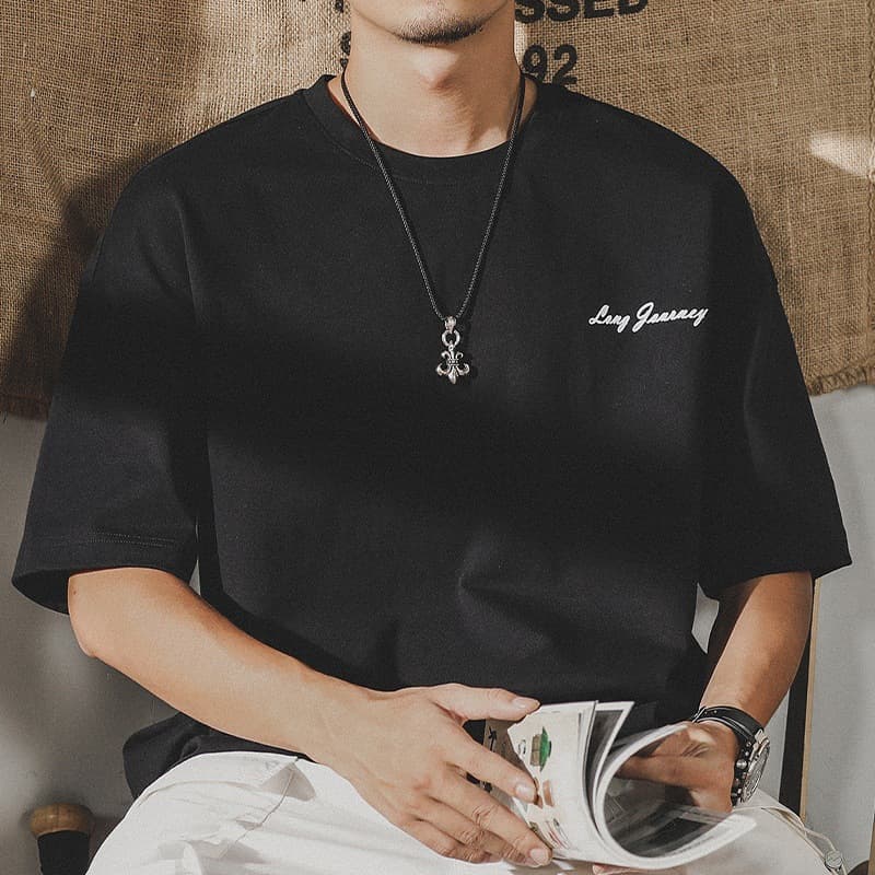 スポーツTシャツ メンズ 文字刺繍半袖ランニングTシャツ ゆったり 綿素材 全4色