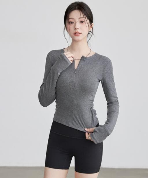 スポーツTシャツ ヨガウェア 長袖 速乾ストレッチトップス　ランニング