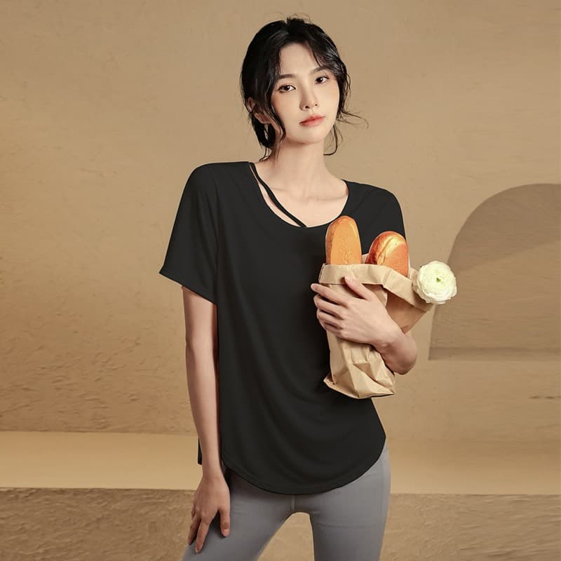 速乾スポーツTシャツ レディース ヨガ トレーニング用