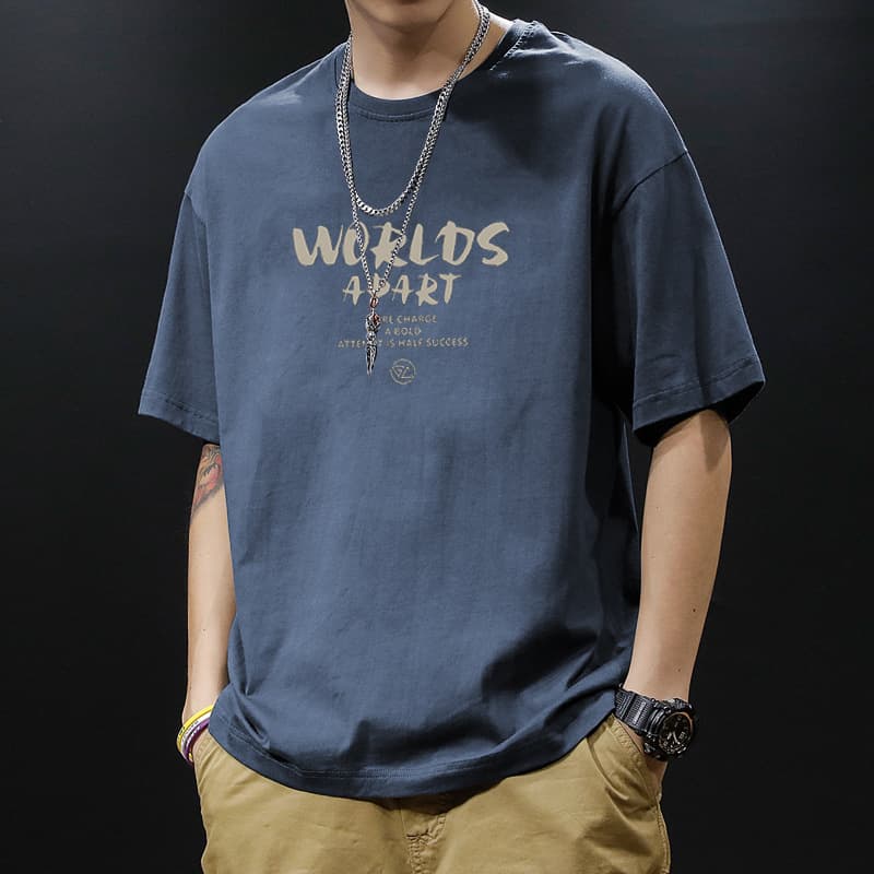 スポーツTシャツ メンズ プリント半袖ランニングTシャツ ゆったり ストリート スポーツ 全5色