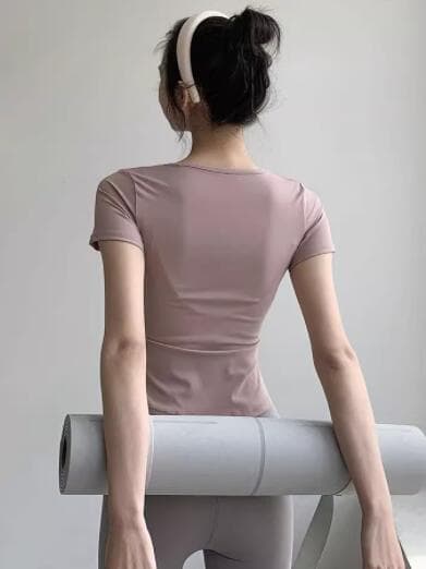 スポーツTシャツ レディース半袖ヨガシャツ速乾フィットネス用