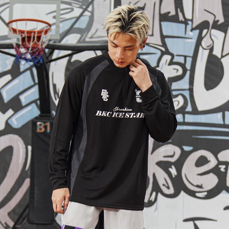 スポーツTシャツ バスケハーフジップ コートサイド 