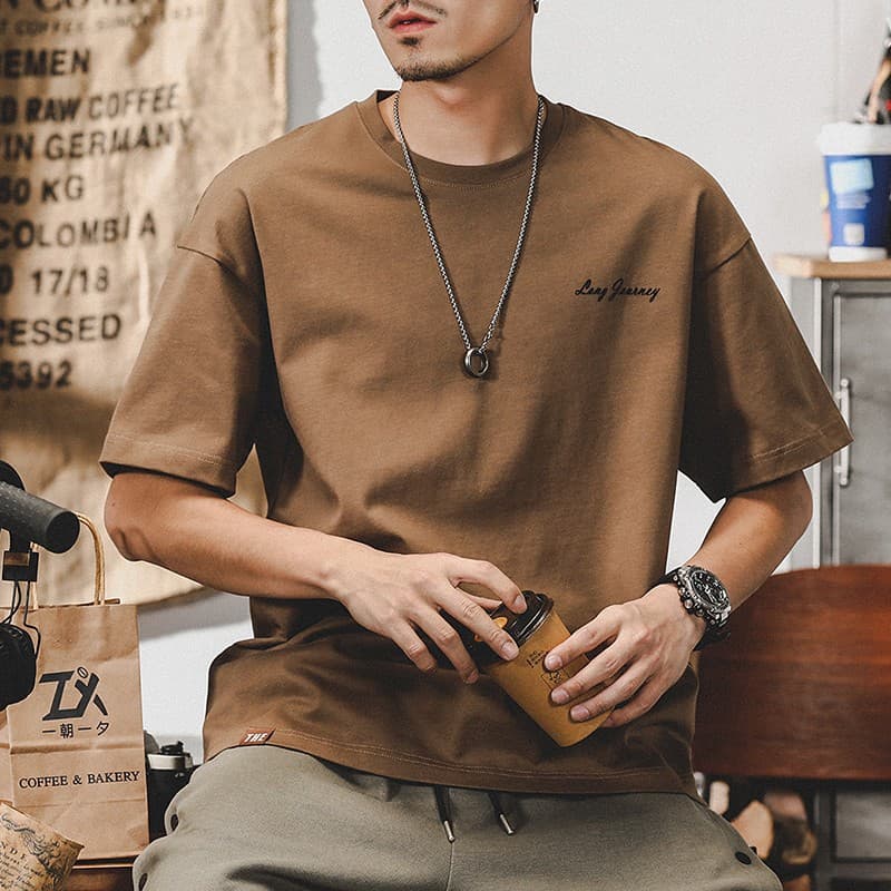 スポーツTシャツ メンズ 文字刺繍半袖ランニングTシャツ ゆったり 綿素材 全4色