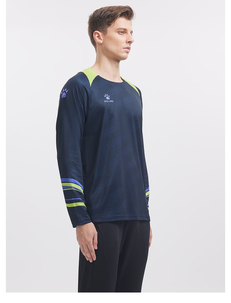 スポーツTシャツ ストライプ柄サッカー長袖シャツ