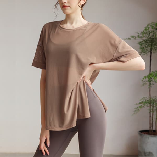スポーツTシャツ 二〇二五年新作レディースメッシュシャツ速乾薄手ヨガウェア冷感