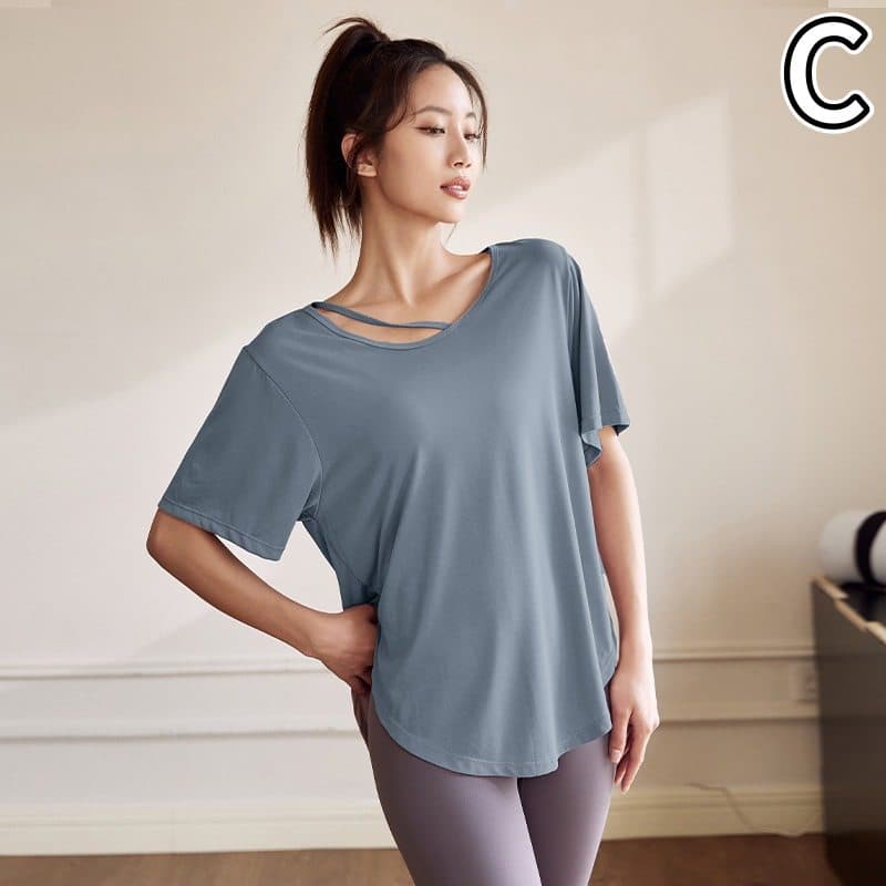 速乾スポーツTシャツ レディース ヨガ トレーニング用
