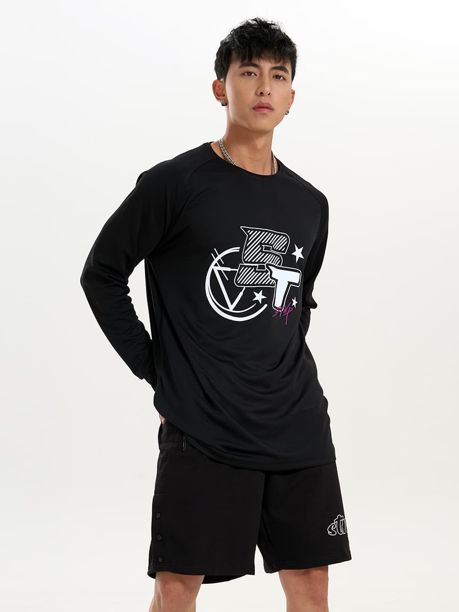 スポーツTシャツ バスケ スター柄バスケットロングTシャツ