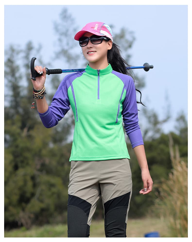 スポーツTシャツ ハイキングクール 速乾ジップシャツ