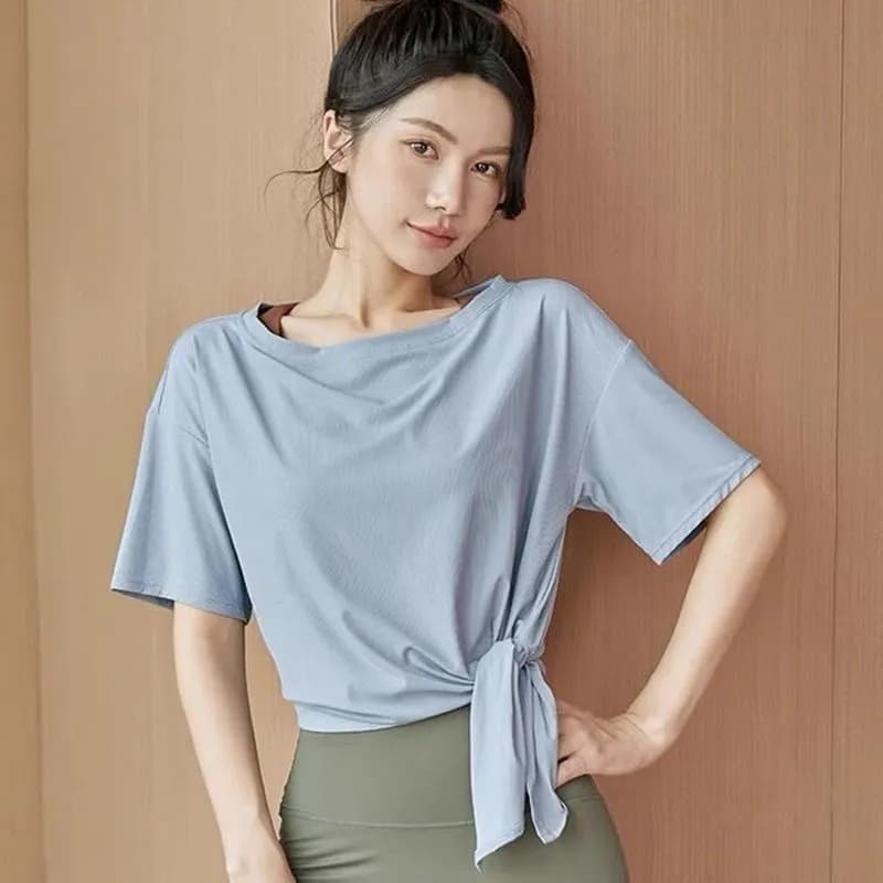 スポーツTシャツ 速乾機能付きサイド結びスポーツシャツ レディース