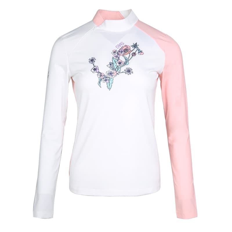 スポーツTシャツ ゴルフ 花刺繍ラグラン袖ゴルフウェア