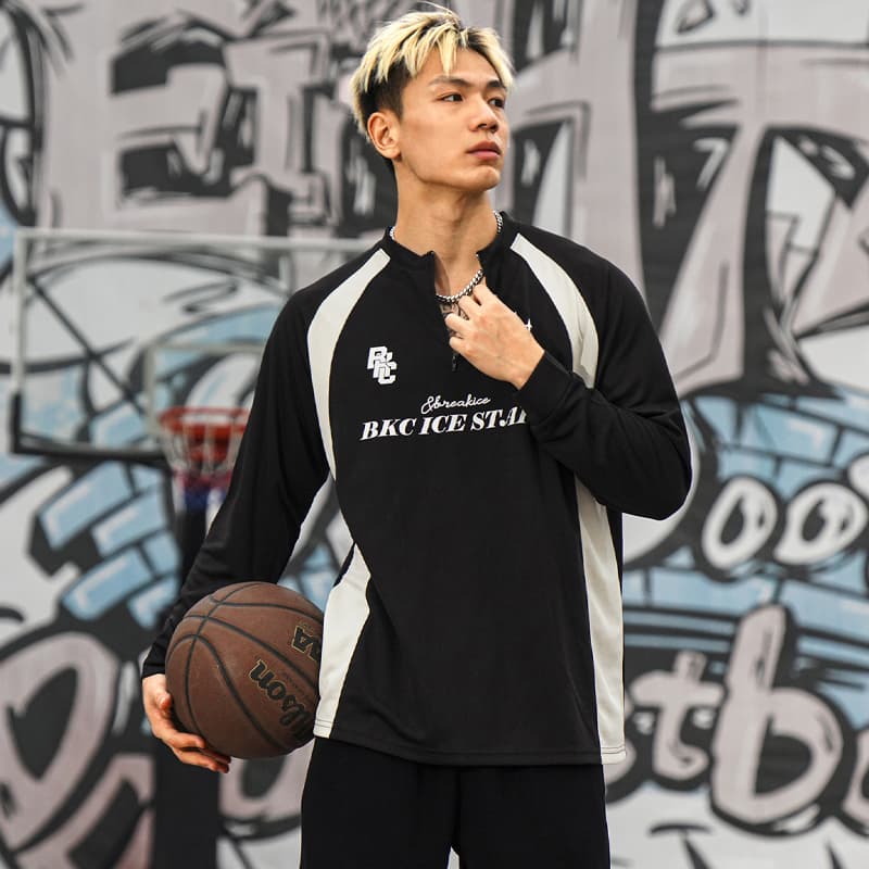 スポーツTシャツ バスケハーフジップ コートサイド 