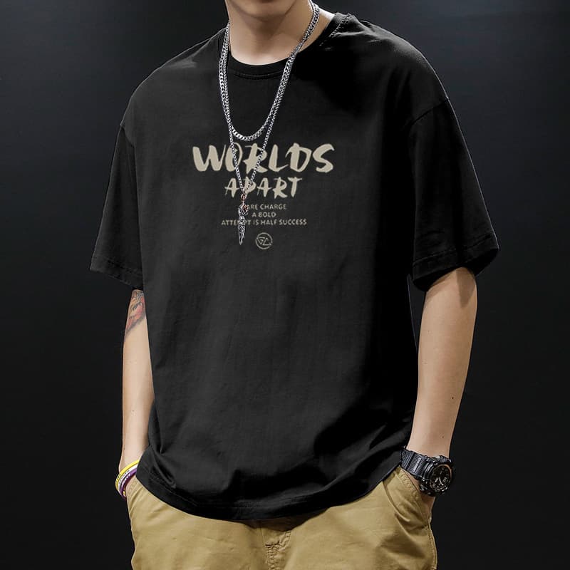 スポーツTシャツ メンズ プリント半袖ランニングTシャツ ゆったり ストリート スポーツ 全5色
