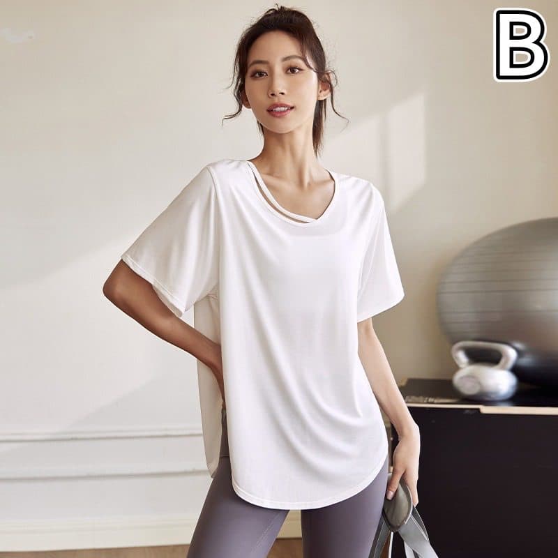 速乾スポーツTシャツ レディース ヨガ トレーニング用
