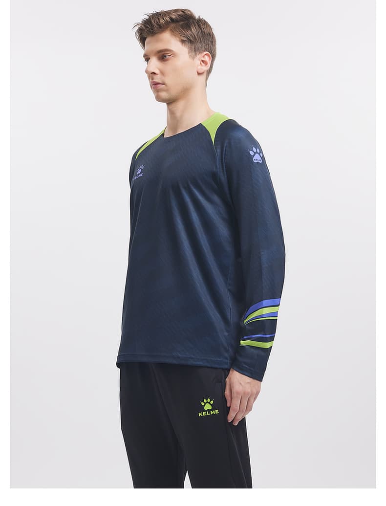スポーツTシャツ ストライプ柄サッカー長袖シャツ