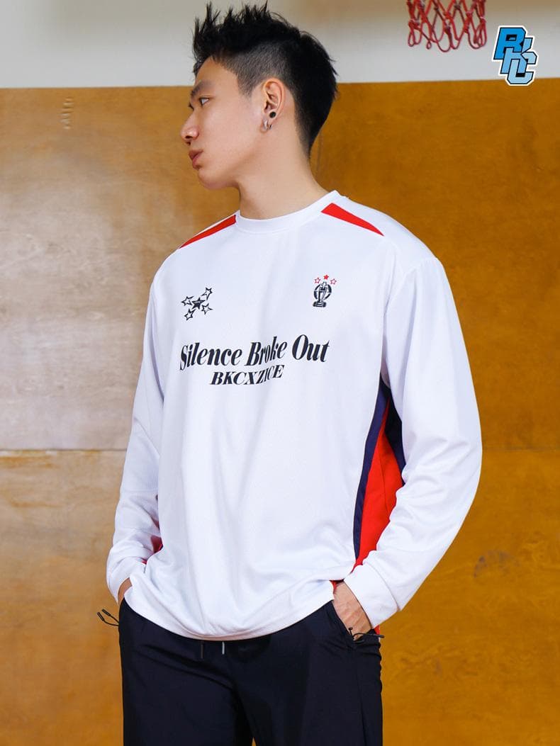 スポーツTシャツ バスケ 静寂を破る勝利の長袖バスケシャツ