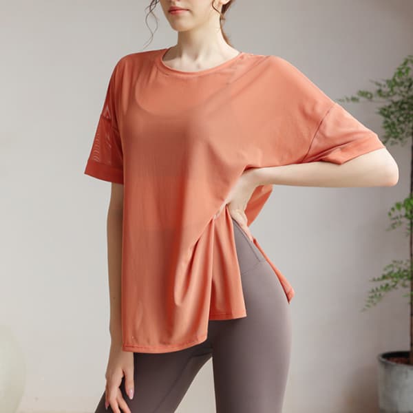 スポーツTシャツ 二〇二五年新作レディースメッシュシャツ速乾薄手ヨガウェア冷感
