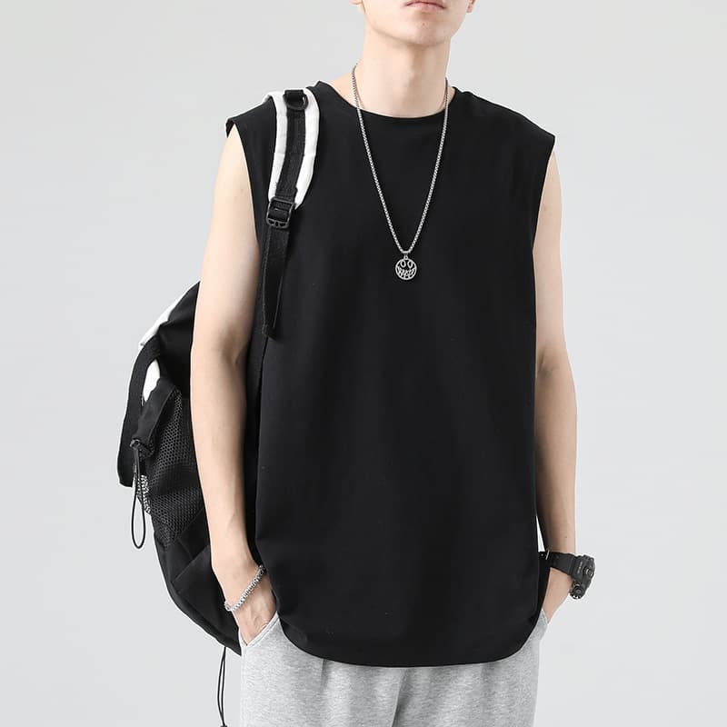 スポーツTシャツ シンプル無地ノースリーブバスケシャツ