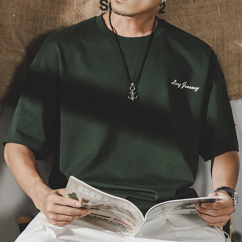 スポーツTシャツ メンズ 文字刺繍半袖ランニングTシャツ ゆったり 綿素材 全4色