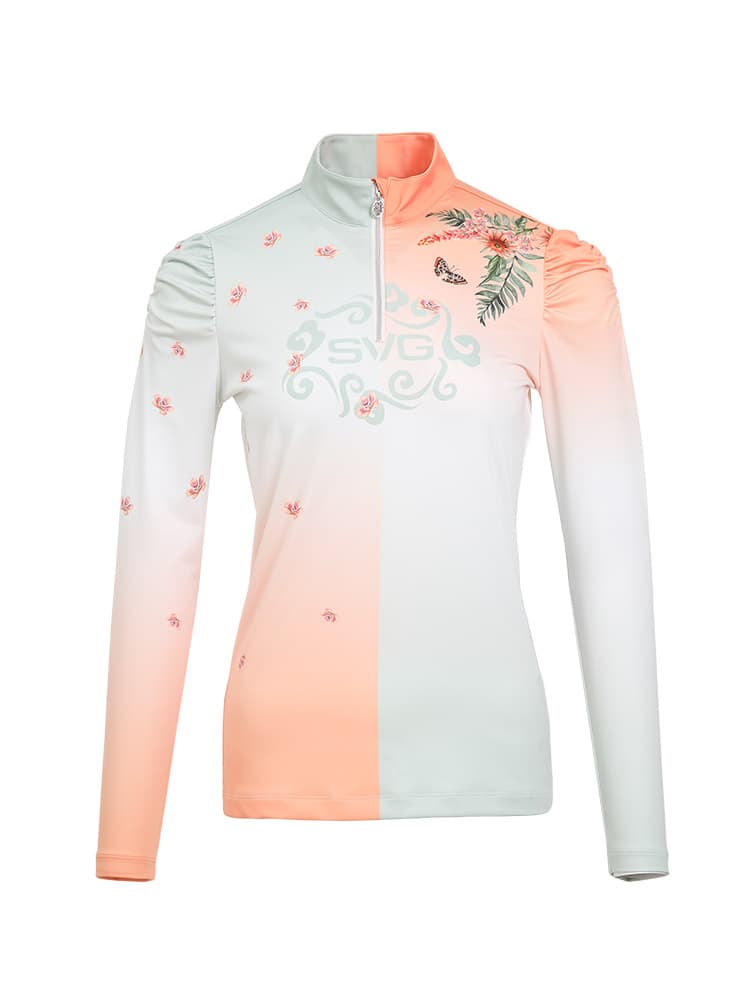 スポーツTシャツ ゴルフ 花蝶舞動ゴルフハイネックシャツ
