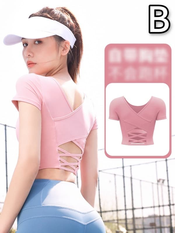 スポーツTシャツ レディース フィットネス用半袖スポーツシャツ ヨガ運動着