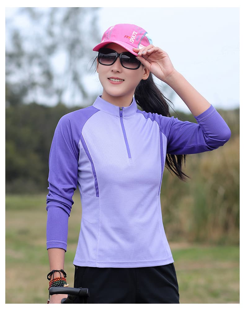 スポーツTシャツ ハイキングクール 速乾ジップシャツ