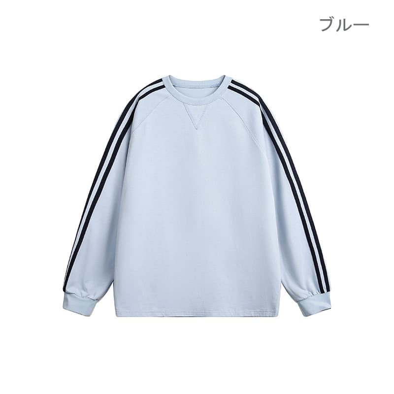スポーツTシャツ 男女兼用長袖スポーツシャツ ライン入り運動着 春秋用