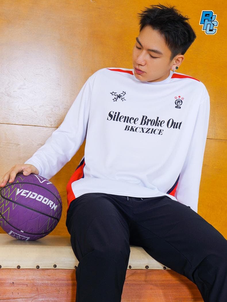 スポーツTシャツ バスケ 静寂を破る勝利の長袖バスケシャツ