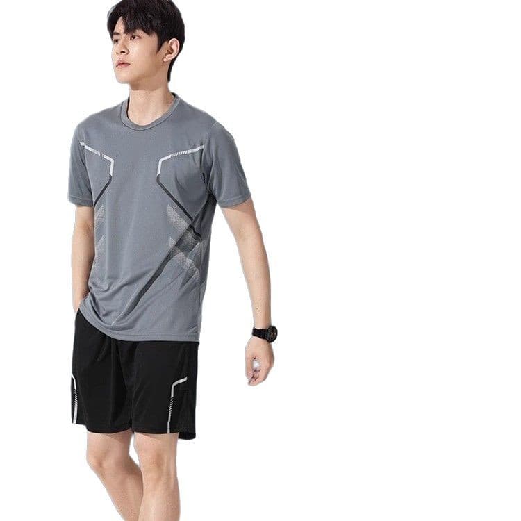 スポーツTシャツ ラインデザイン速乾ランニングシャツ