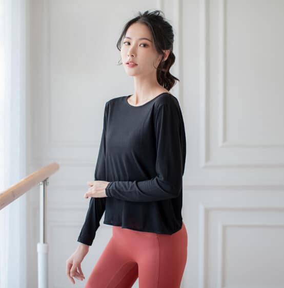 スポーツTシャツ 夏用レディースヨガ速乾長袖スポーツ服背中開きデザイン
