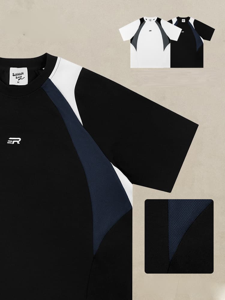 スポーツTシャツ 男女兼用スポーツ半袖シャツ 通気性メッシュ素材 全2色