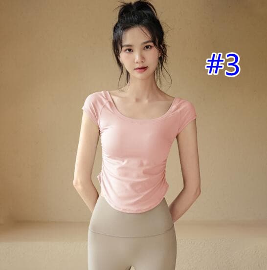 スポーツTシャツ レディース速乾ヨガティシャツ フィットネス用半袖トップス