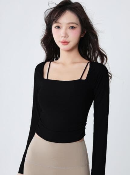 スポーツTシャツ レディース長袖速乾スポーツ服ヨガ運動着