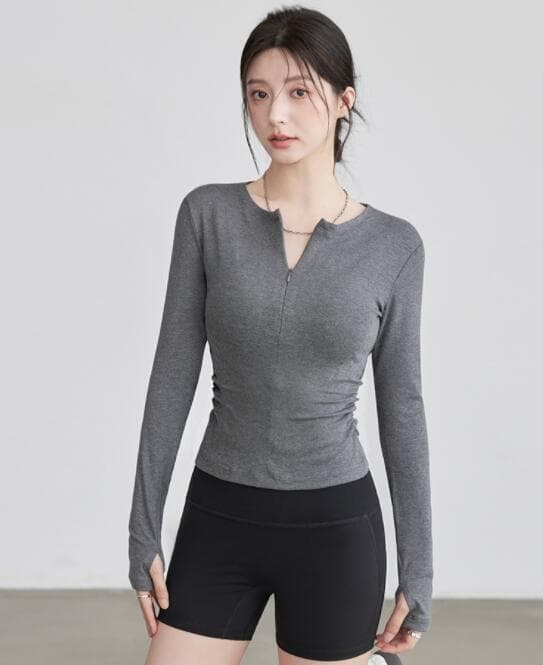 スポーツTシャツ ヨガウェア 長袖 速乾ストレッチトップス　ランニング