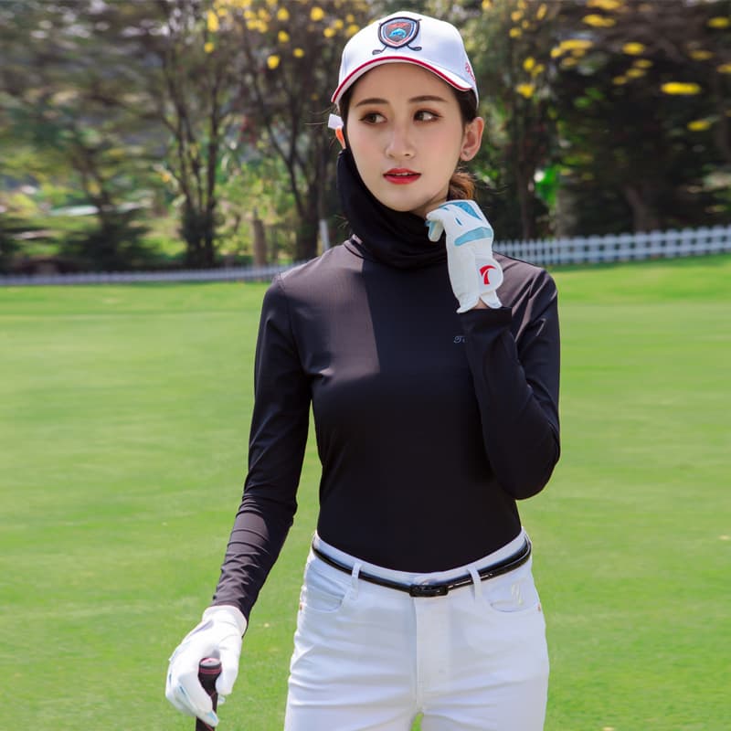 スポーツTシャツ ゴルフ フェイスガード付き高機能ゴルフシャツ