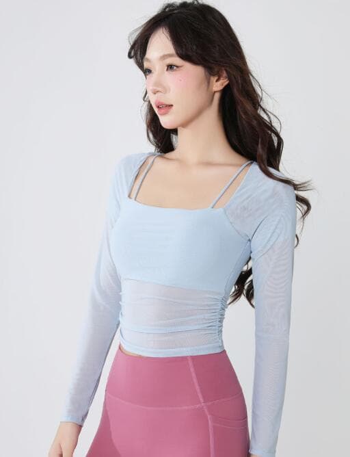 スポーツTシャツ レディース長袖速乾スポーツ服ヨガ運動着