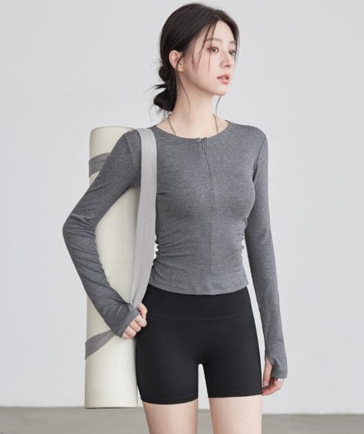スポーツTシャツ ヨガウェア 長袖 速乾ストレッチトップス　ランニング