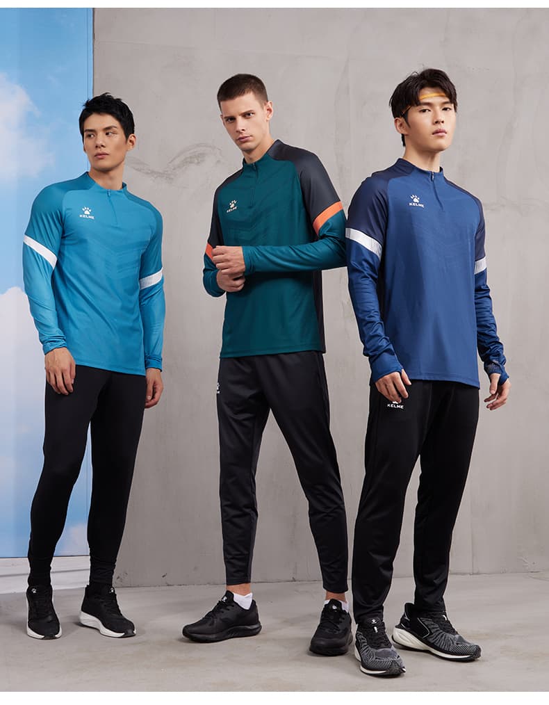 スポーツTシャツ サッカー 半襟ジップ 技極める長袖練習着